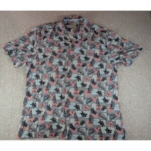 Tommy Bahama Silk Aloha Hawaiian Camp Shirt Palm Tree Floral Tropical Mens L